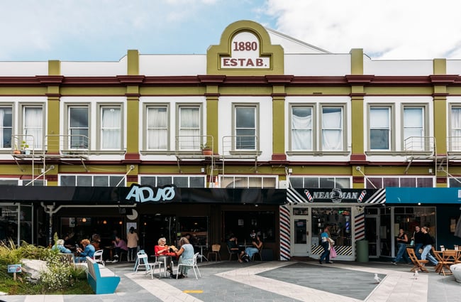 The exterior view of ADJØ cafe.