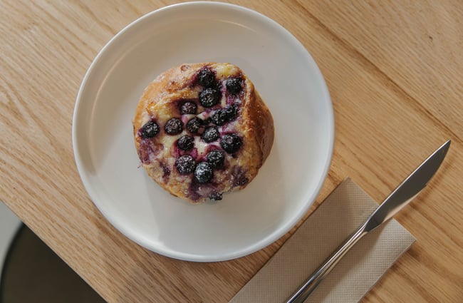 Close up of a blueberry pastry.