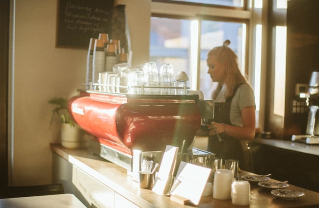 Light shining onto the front counter.