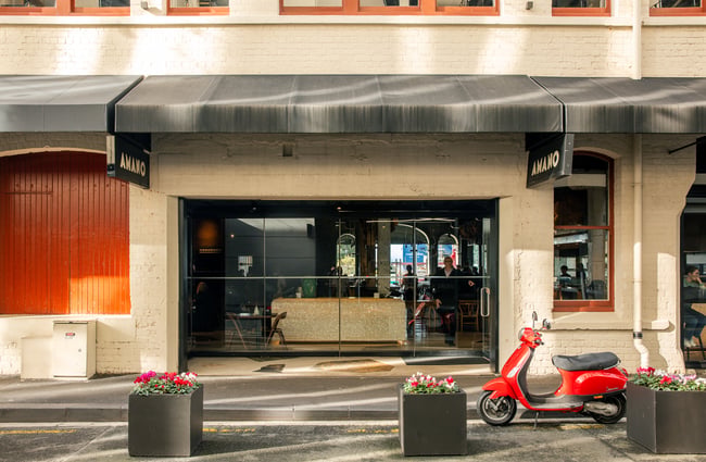 The entrance to Amano restaurant in Auckland.