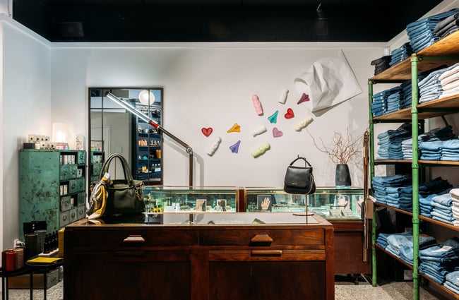 The pretty interior of a fashion store in Queenstown.