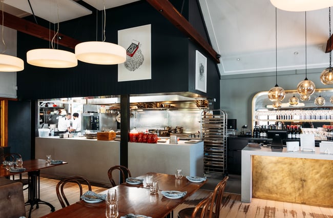The kitchen and bar area inside Aosta Arrowtown.