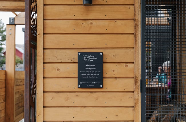 Exterior view of Arbour Woodfire Pizza in Lyttelton.