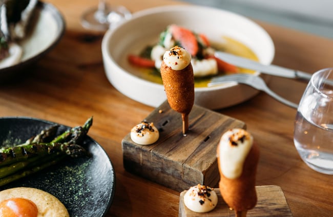 Popsicle-shaped savoury tapas at arc, Wānaka.