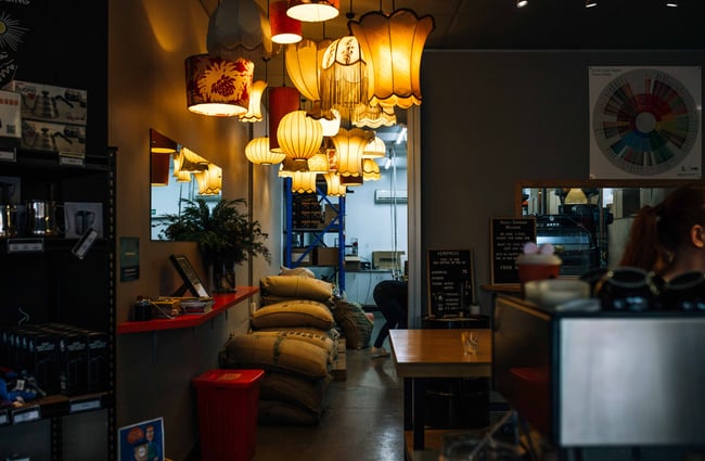 A dark corner of the cafe.