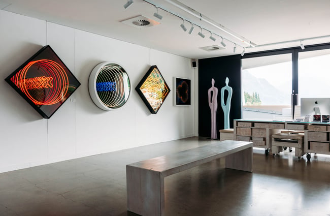 Gallery view and artwork on display at Lightworx Gallery.