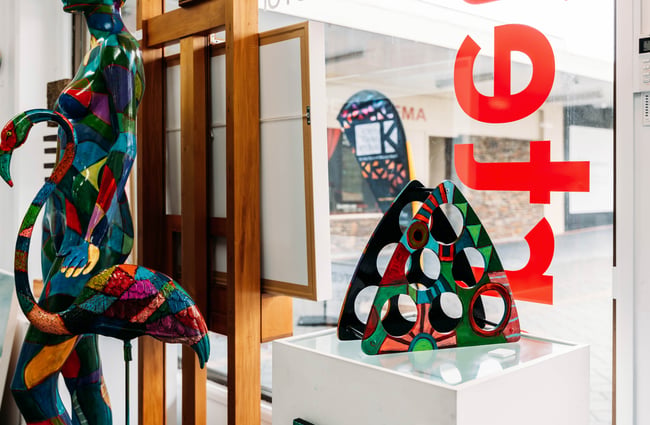 Colourful sculptures at Artel Gallery & Store.
