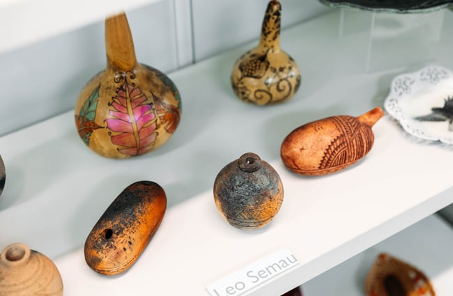 Art on shelves at Artel Gallery & Store.