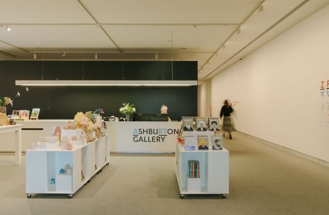The information counter inside a large gallery.