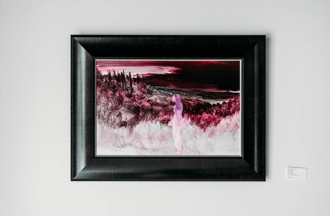 Artwork on the wall at Astor Bristed Gallery in Arrowtown.