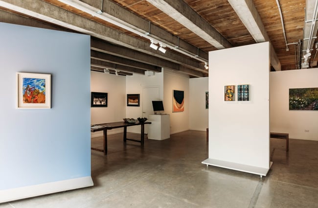 Interior view of exhibitions at Astor Bristed Gallery in Arrowtown.