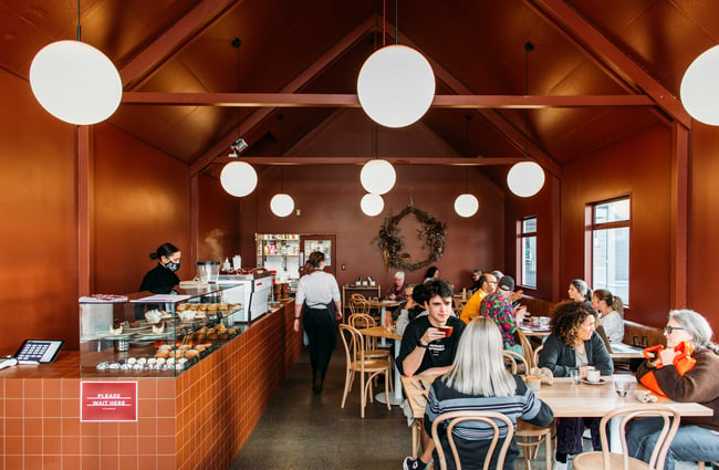 A full cafe inside August Eatery in Wellington.