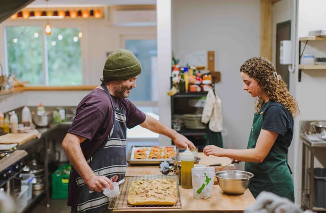Chefs in the kitchen at Augustines of Portobello.