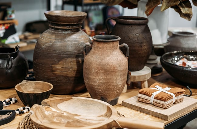 Vases and other homewares on display at Avisions.