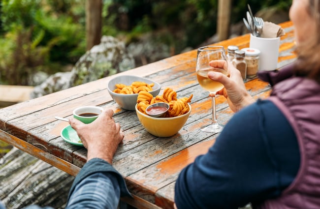 Onion rings on a table at Awastone in Rangitikei.