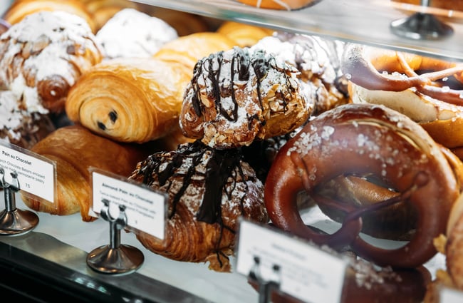 Close up of pastries in the cabinet at BABCO.