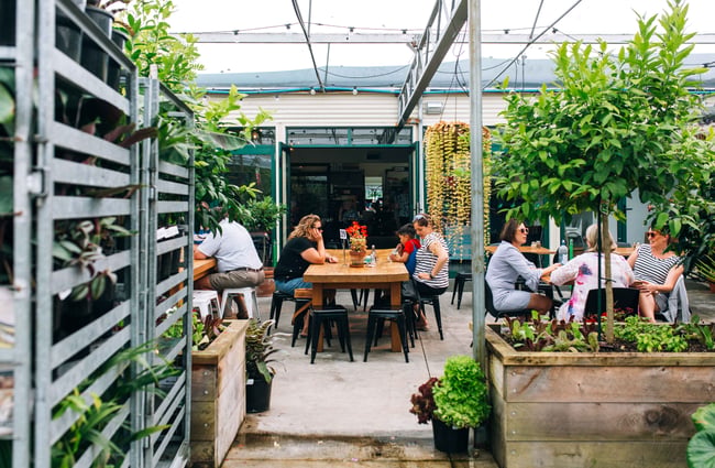 View of the outdoor dining area.