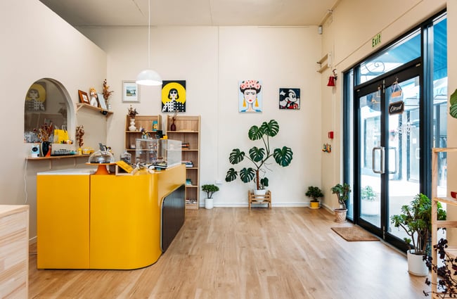 The bright and colourful interior of Bamboo Sweets Hamilton.