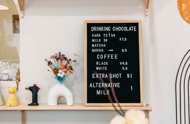 A black and white menu.
