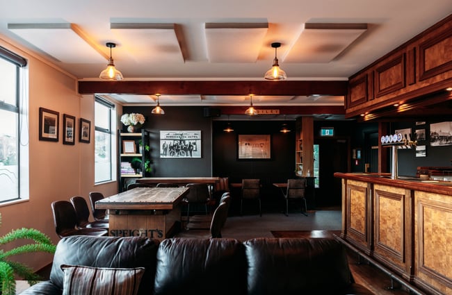 Leather seating inside Bannockburn Hotel Bannockburn Central Otago.