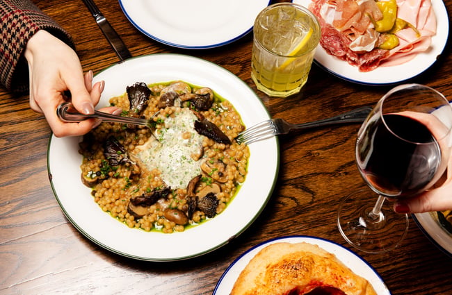 Plate of risotto on the table at Bar Franco.