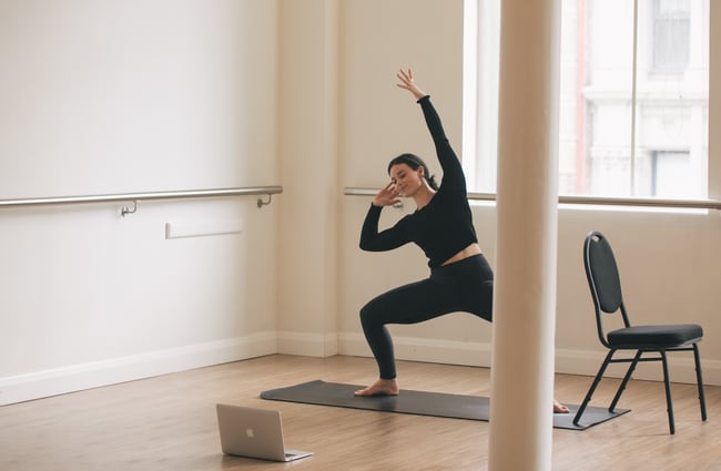 Participant taking a class at Barre Base.