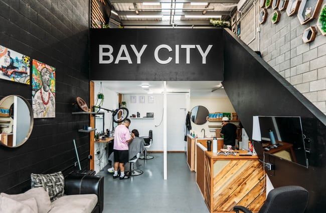 The Inside of Bay City Barbers in Wellington.