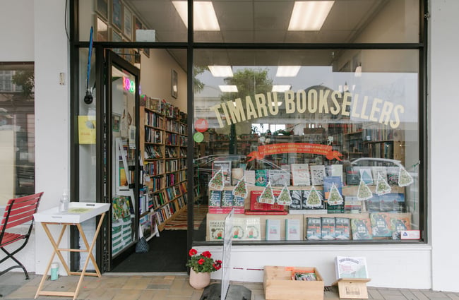 Exterior of Bay Hills Books in Timaru, New Zealand.
