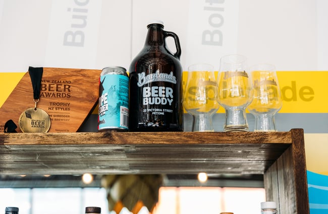Beer awards on shelf
