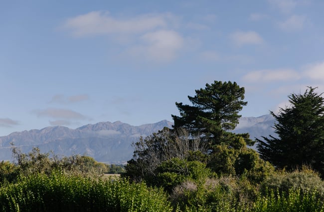 View of the mountains from Beach House Cafe.