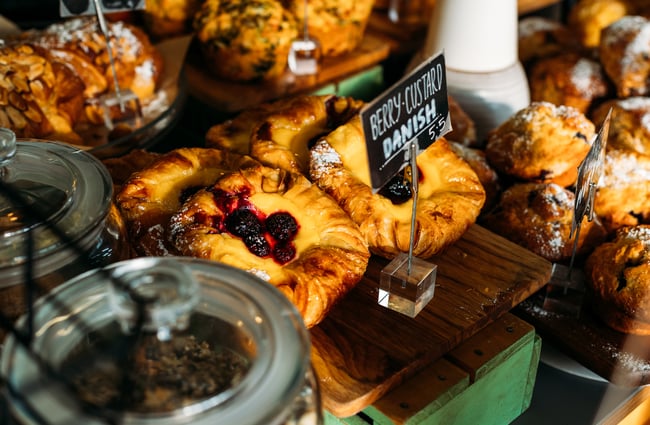 A close up of berry Danishes.