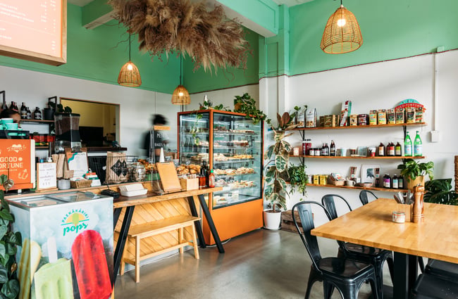 The cafe counter at Beach Road Deli.