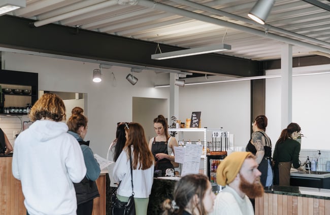 Customers inside the cafe.