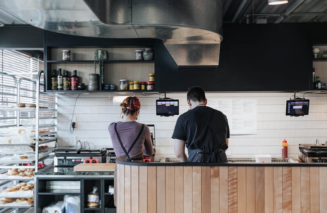 Staff working behind the counter.