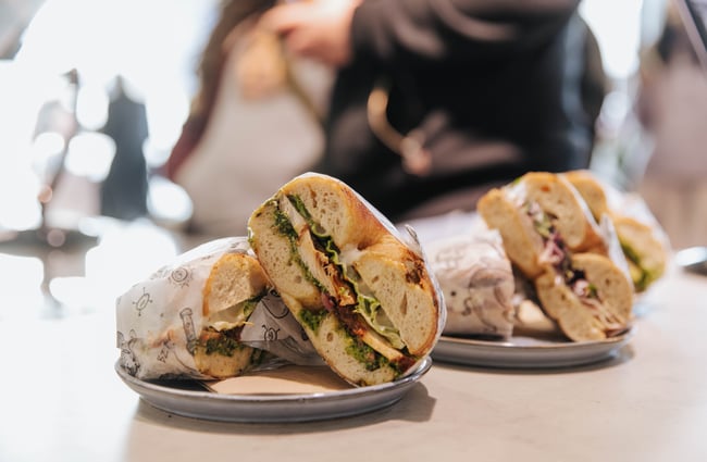 Close up of bagels.