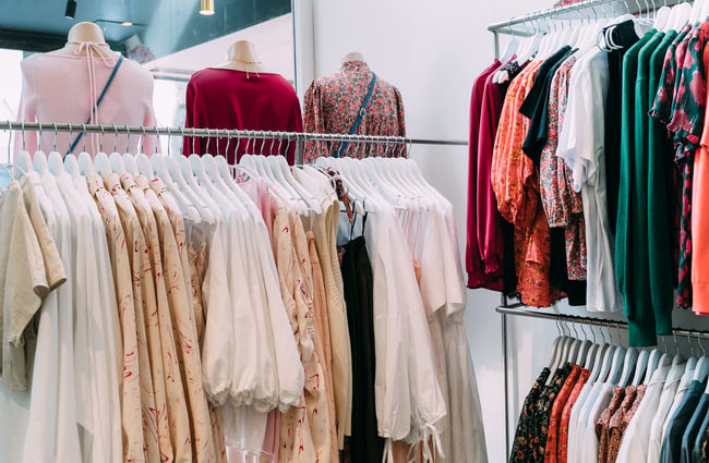 Clothing on display at Belle Bird Boutique.