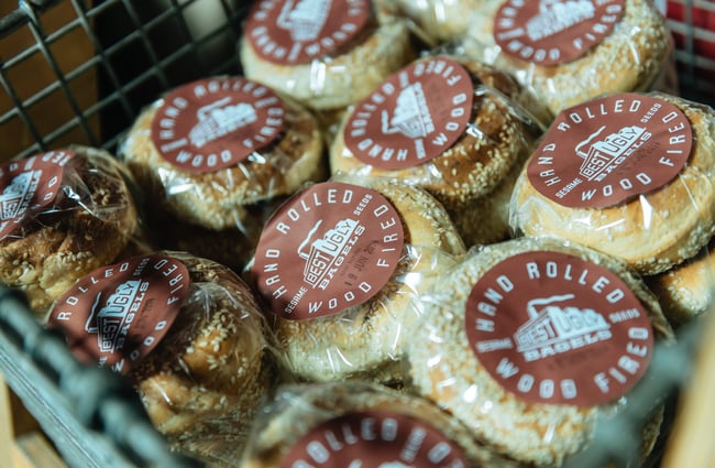 Packaged bagels in bulk.