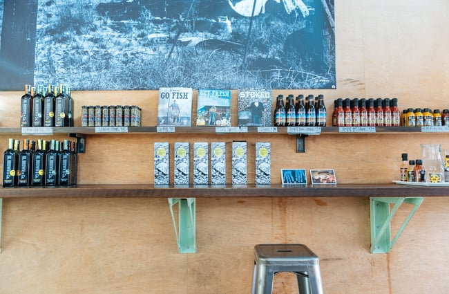 Items on a shelf.
