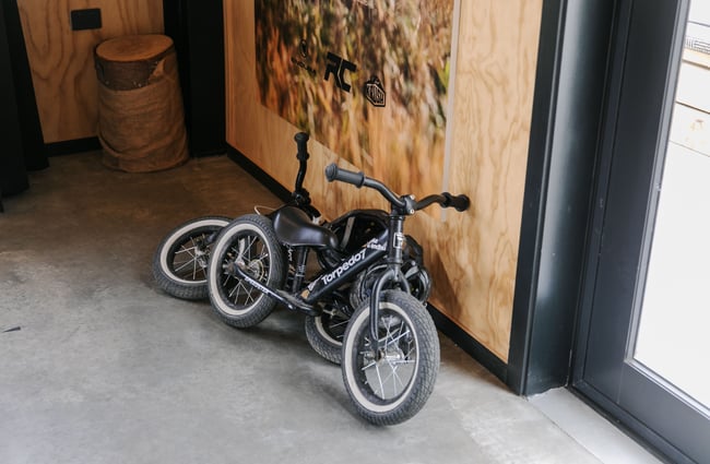 Close up of kids bikes.