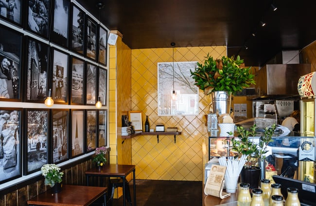 Interior of cafe.