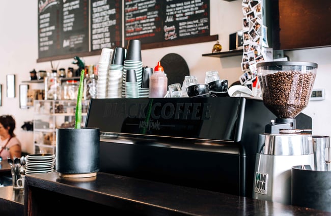 Close up of coffee machine.