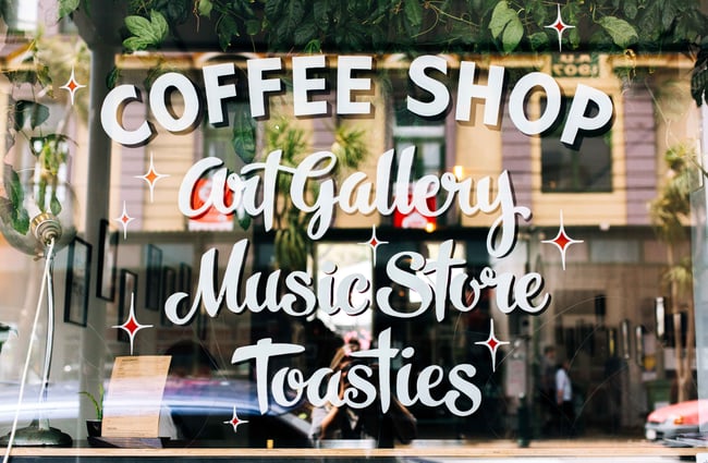 View of the window at Black Coffee.