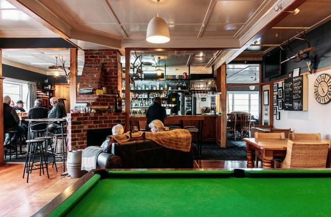 A pool table inside Blacks Hotel Central Otago.
