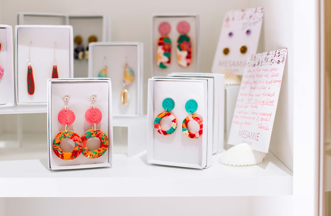 A selection of earrings for sale at Blue Bell Club, Porirua.
