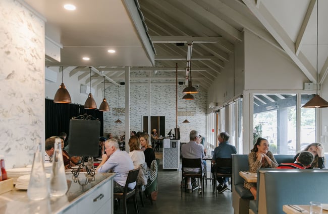 Busy seating area at Blue Lake Eatery and Bar, Tekapo.