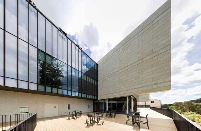 Outdoor rooftop area with seating at BNZ Theatre in Hamilton