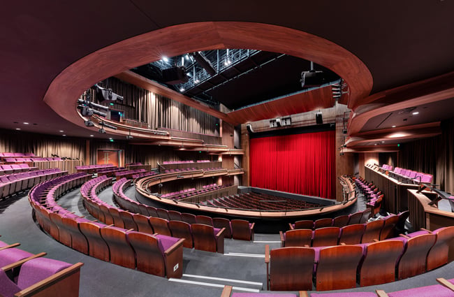 Top view of seating and stage in the BNZ Theatre in Hamilton