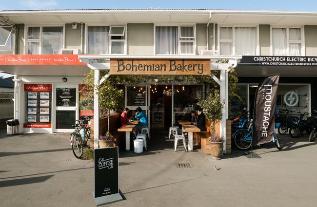 The sunny exterior of Bohemian Bakery cafe.