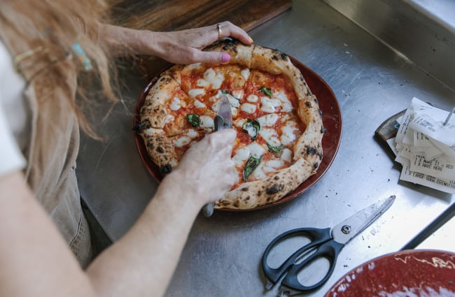 A close up of a pizza.