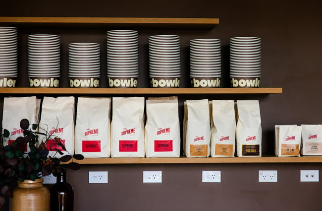 Supreme coffee on the shelves at Bowler.